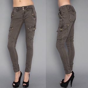 Free People Skinny Gray Utility Cargo w/ Ankle Tie